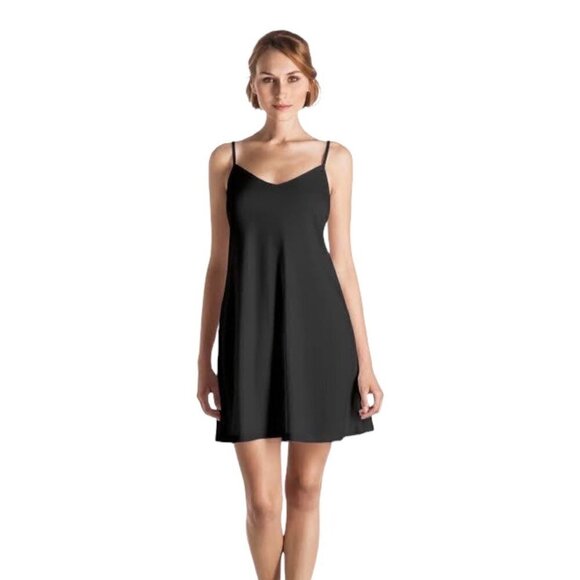 Comptoir Des Cotonniers Black Scoop Neck Mini Slip‎ Dress Size 4 - Picture 1 of 8